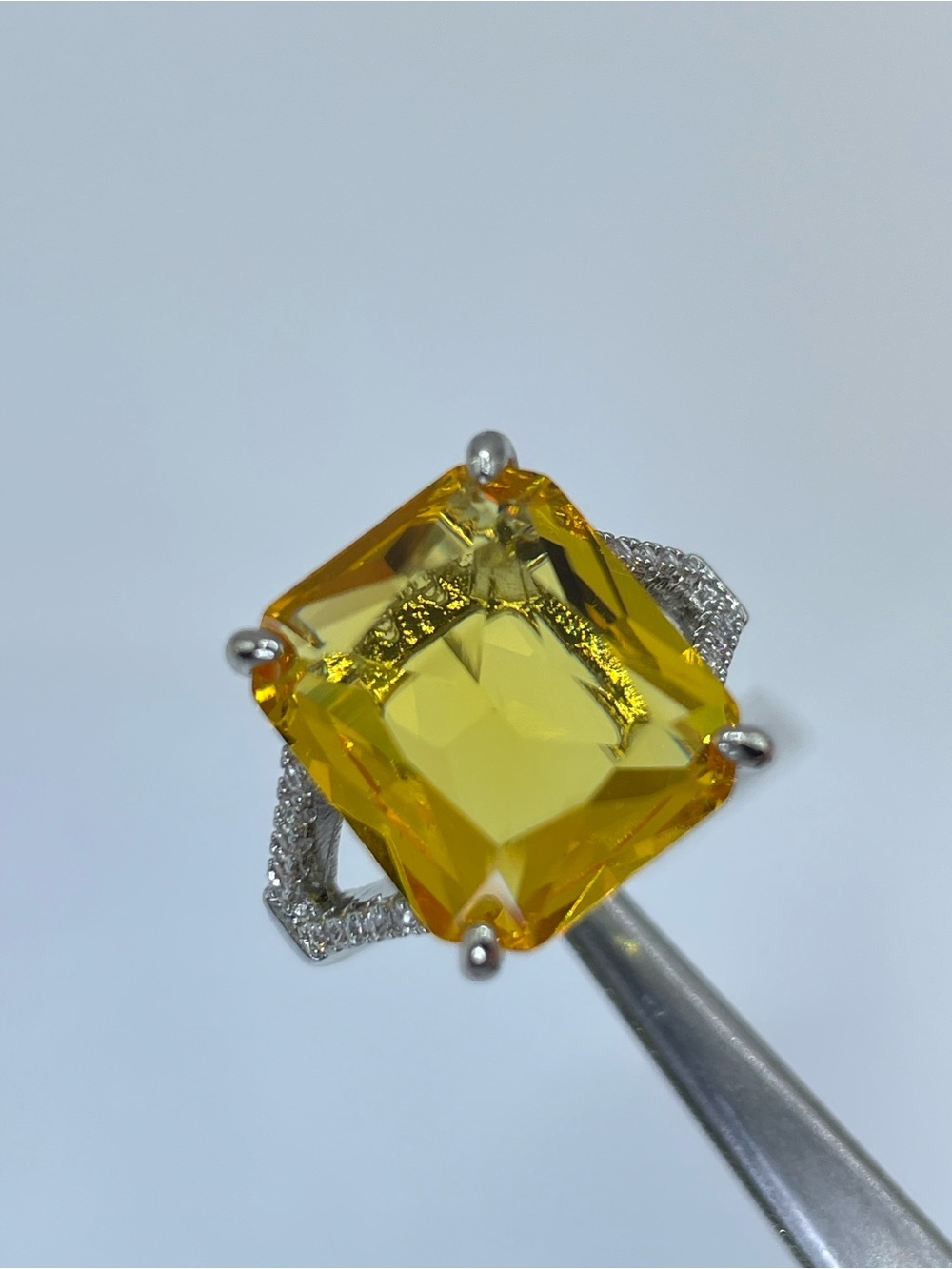 Swarovski Crystal Elements Canary Yellow Swarovski Elements Statement Ring Sz 7 - Picture 8 of 12